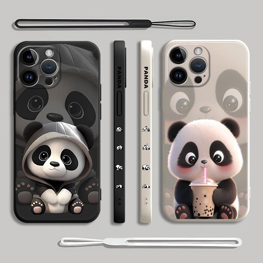 Cute Panda Phone Case for iPho – Lanyard Anime Logo recenzja i cena